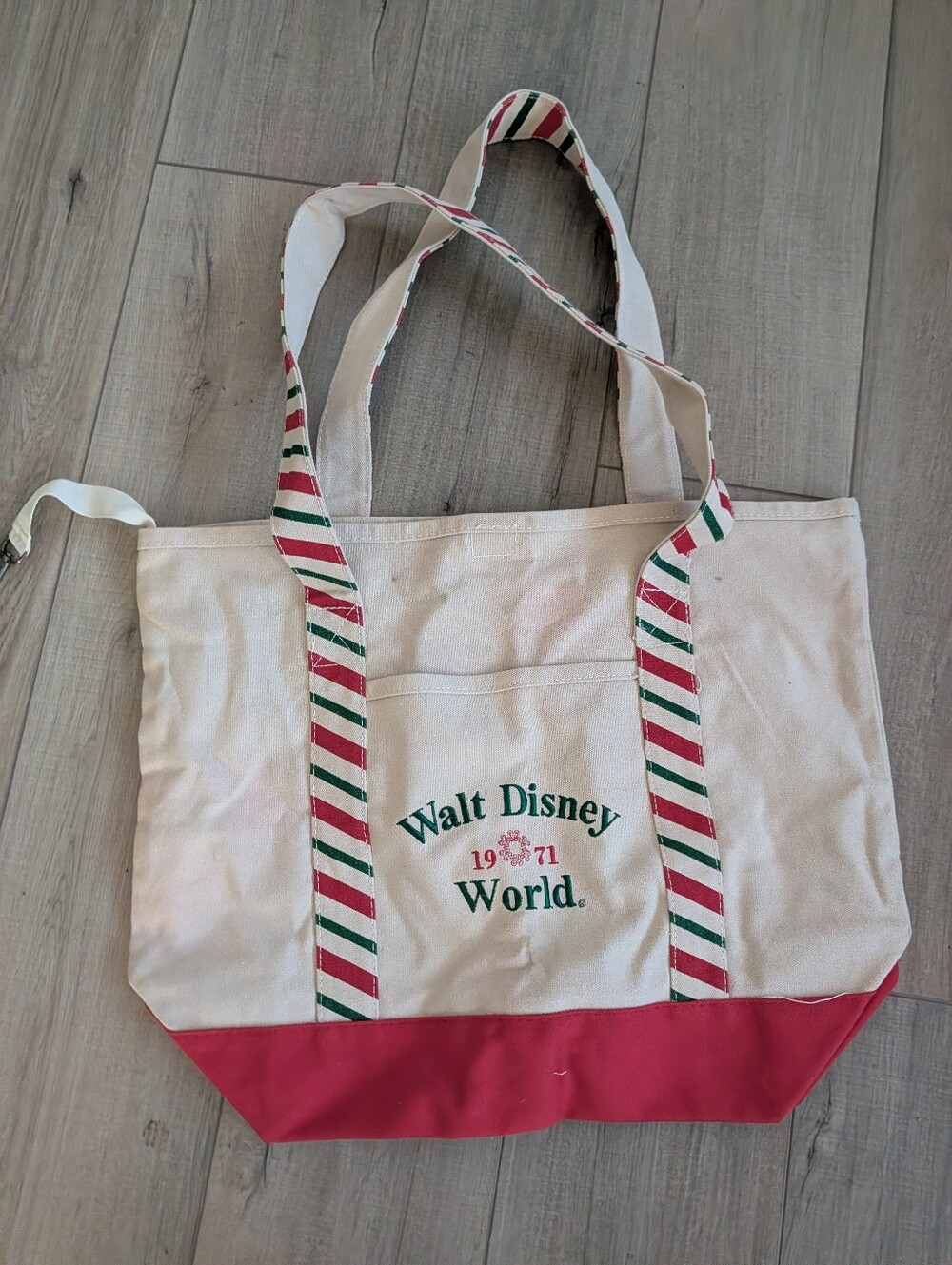 Disney Canvas Tote 1971 in Cream, Red, and Green